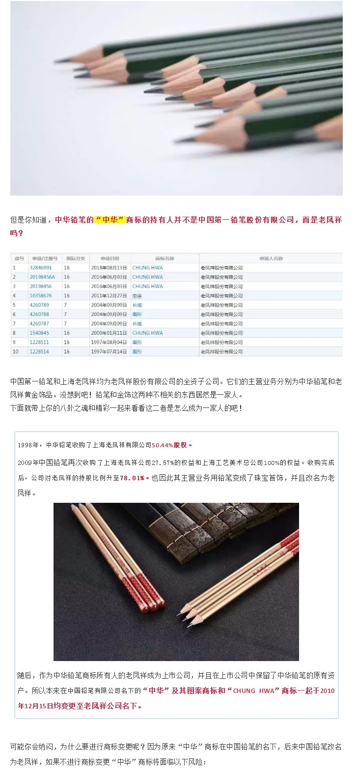 高考倒計時||你知道中華鉛筆的商標持有人是老鳳祥嗎？