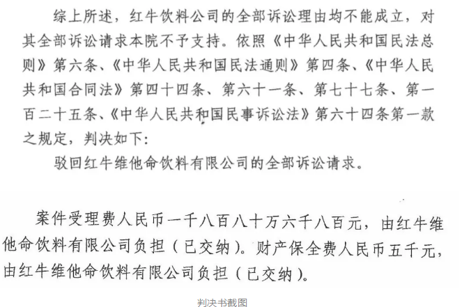 剛剛！紅牛37億商標案宣判，僅訴訟費高達1800余萬