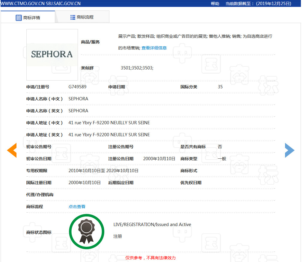 美妝巨頭絲芙蘭被東莞某公司搶注商標了？