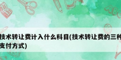 技術轉(zhuǎn)讓費計入什么科目(技術轉(zhuǎn)讓費的三種支付方式)